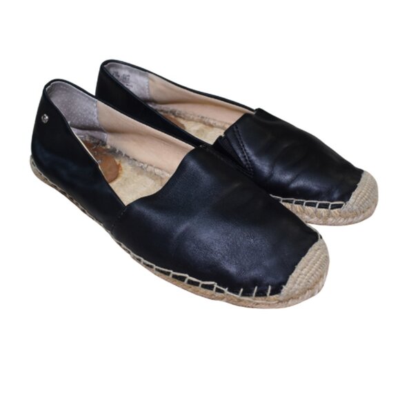 Sam Edelman Lynn Black Leather Espadrille Flats Size 8.5 Slip On Boho Shoes - Picture 1 of 14